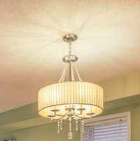 5 light crystal chandelier with barrel shade