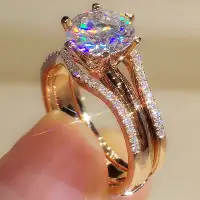 Women's Cubic Zirconia 14k rose gold plated ring