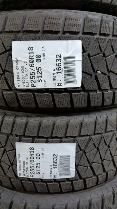 PAIR OF 2X P255/60R18 255/60/18 BRIDGESTONE BLIZZAK DM-V2 TAG # 16632 ** Please read details below *...