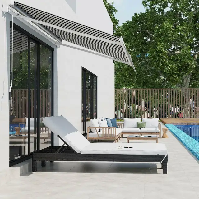 *BNIB!* Outsunny Wicker Double Chaise Lounger Chair Outdoor Recl in Chairs & Recliners in Oshawa / Durham Region - Image 4