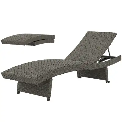 Rattan Folding Outdoor Lounger Chair Recliner with 5-Level Adjus, View more
