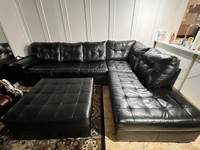 BLACK SECTIONAL WITH OTTOMAN