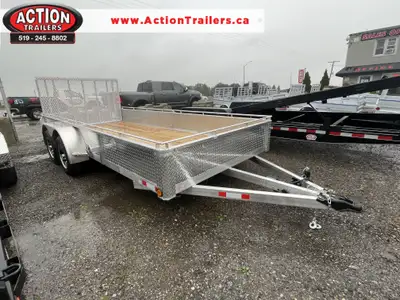 ACTION SERIES 80" X 16' HD ALL ALUMINUM UTILITY TRAILERS WITH SOLID ALUMINUM SIDES AND TOP TIE DOWN...