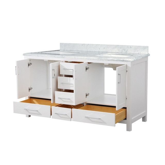 Meuble-Lavabo de Plancher 60po Blanc avec Comptoir de Marbre dans Armoires et revêtements de comptoir  à Laval/Rive Nord - Image 3