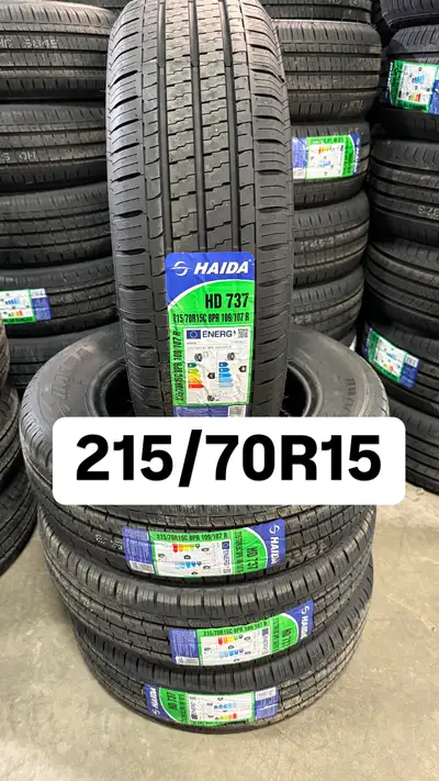 SIZE:215/70R15 NEW ALL SEASON TIRES BRAND:HAIDA INSTALLTOIN AND BALANCE IS AVAILABLE SAME DAY OUR AD...