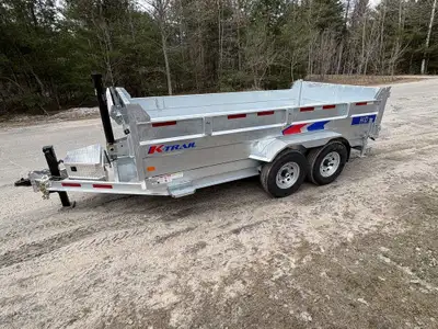 K-Trail Galvanized Dump trailer 82in. x 14' 14k 2 x 7000 lbs Dexter axles, Aluminum box with battery...