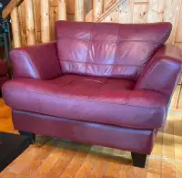 X-Large red leather chair w/ Ottoman
