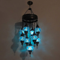Turkish Mosaic Ceiling Lamp 9 Balls - Blue