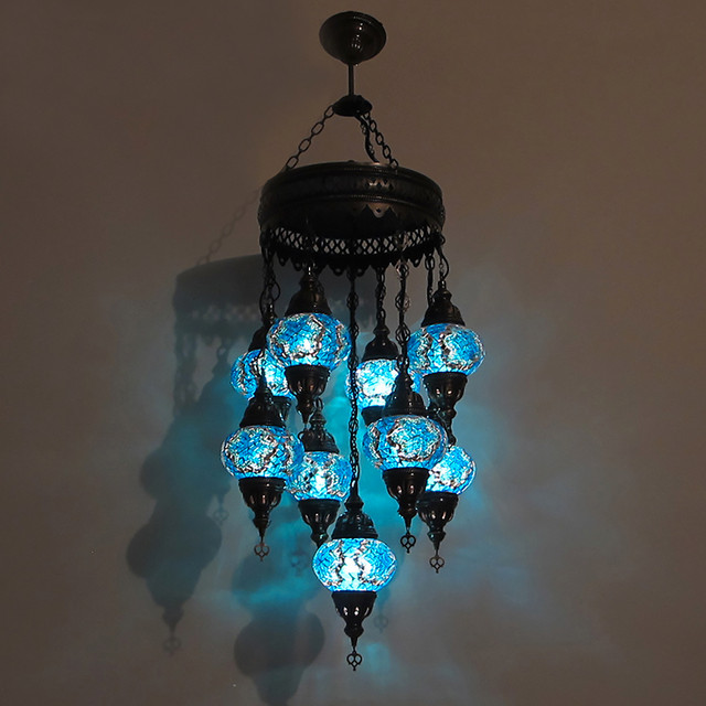 Turkish Mosaic Ceiling Lamp 9 Balls - Blue in Indoor Lighting & Fans in City of Toronto