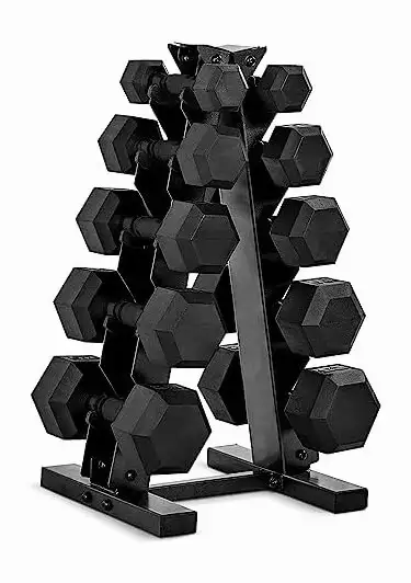 Rubber Hex Dumbbell Set + Rack - Huge Discount · Free Shipping in Exercise Equipment in City of Halifax - Image 2