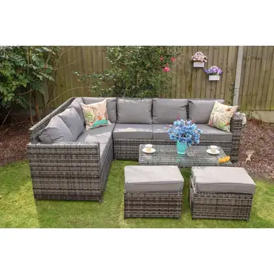NEW 5 PCS OUTDOOR FURNITURE SOFA SET 5S23049 Handwoven, all-weather resin wicker Heavy-duty, rust-re...