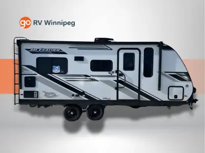 Jayco Jay Feather travel trailer 19MRK highlights: Jack Knife Sofa Entertainment Center Theater Seat...
