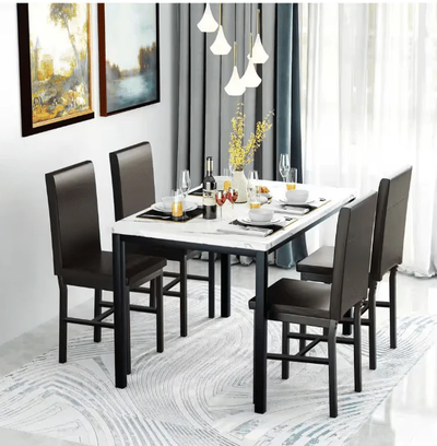 5-Piece Dining Table Set with Faux Marble Top MH24619, View more