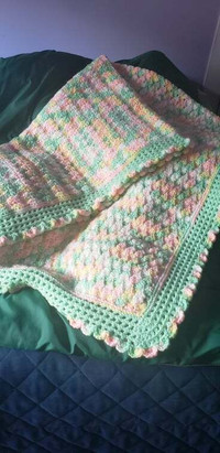 Baby Blanket NEW Home made Crocheted 58"X36" smoke free.