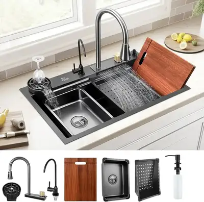 Waterfall Kitchen (32 x18 x10') Inch 304 Stainless Steel, View more