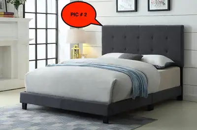 ST CATH BED - GREY TUFFTED LINEN STYLE FABRIC BED FOR $279, View more