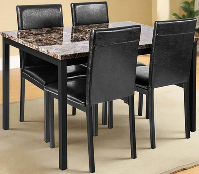 5 Piece Faux Marble Dining Table Set CS445B, View more