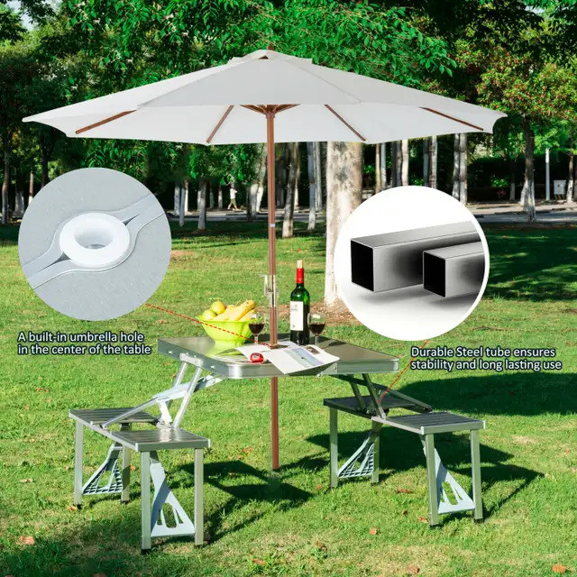 Folding Picnic Patio Table & Seats Outdoor Park BBQ Furniture in Patio & Garden Furniture in Mississauga / Peel Region - Image 4