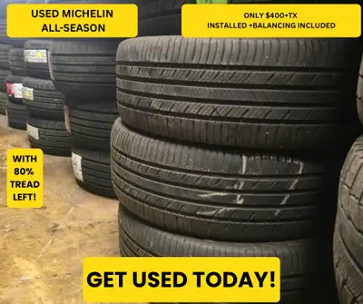 FREE INSTALLATION AND BALANCING ON USED TIRES WITH A PURCHASE! NO DISPOSAL! NO OTHER HIDDEN FEES! AL...