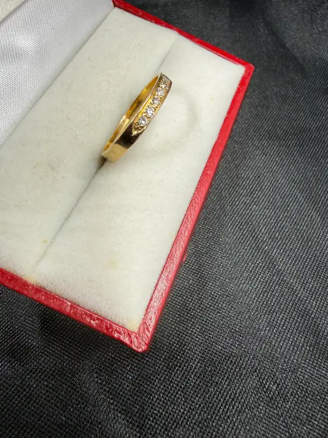 Women's 14K Gold Eternity Band with Diamonds~Size 8 in Jewellery & Watches in Hamilton - Image 3