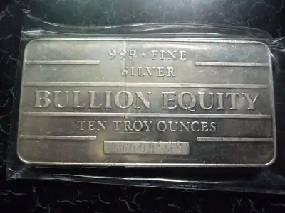 Rare 10oz 999 Silver Bar Bullion Equity National Refiners Canada, View more