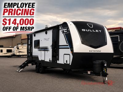 Guarantee RV Keystone Bullet Crossfire travel trailer 245RKSWE highlights: Tri-Fold Sofa Dual Axle O...