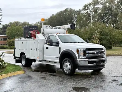 2018 Ford F-550 XLT Powerstroke Motor Service Box Storage Compartments Compressor Tiger Crane Overal...