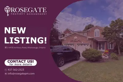Spacious 2-Bedroom Basement Apartment with Walk-In Closet – Mississauga Welcome to 2–4479 Inchbury R...