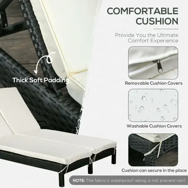 *BNIB!* Outsunny Wicker Double Chaise Lounger Chair Outdoor Recl in Chairs & Recliners in Oshawa / Durham Region - Image 6