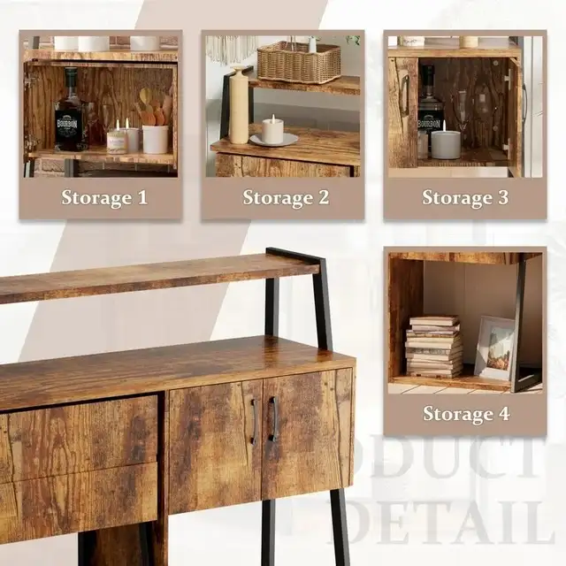 BRAND NEW - Eclife Rustic Wood Buffet Cabinet With Multi-Storage in Other in City of Toronto - Image 8
