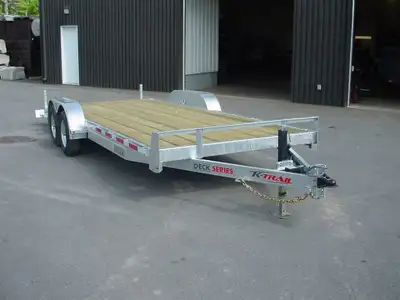 REMORQUE PLATE-FORME K-TRAIL CAR HAULER 80'' X20' 2 ESSIEUX 5200LB. FLAT BAR SUR COTE (RUB RAIL) PLA...