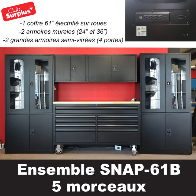 Ens. coffre-outil et armoires style "SNAP IN", 61B, 5 morceaux dans Commodes et armoires  à Drummondville