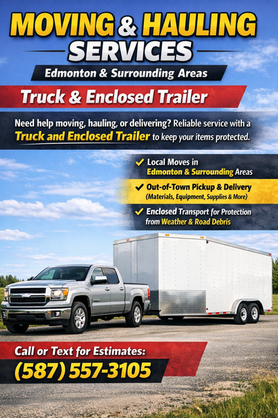 MOVING & HAULING SERVICES — Edmonton + Surrounding Areas Truck +, View more