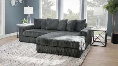 NEW CORDUROY OVERSIZED 2 PIECE SECTIONAL COMBO COMFY SOFA & OTTOMAN BT2520 SALE $1359.95 SMOKE BT252...