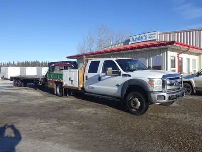 Welcome to Andy's Truck Sales. 2011 FORD F550 CREWCAB 4X4 WITH FLATDECK AND 2023 DOUBLE A 30 FT (25+...