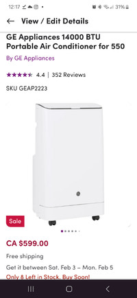 GE® 14,000 BTU Portable Air Conditioner for Medium Rooms up to 5