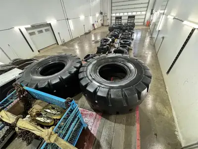 2 tires 23.5x25 23.5-25 23.5r25 Located near Westlock, AB see pictures. removed from a volvo l120c l...