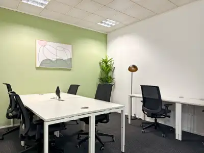 Flexible large office for rent designed to accommodate 30 people at Regus Calgary Place. A fully ser...