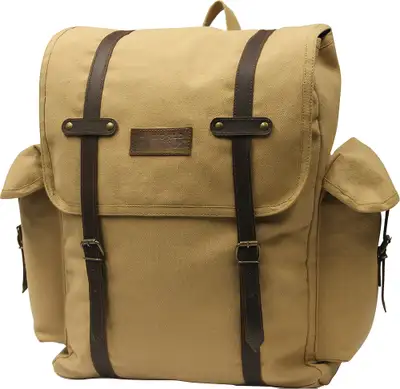 MILITARY STYLE CANVAS BACKPACK for School with Laptop Pocket, View more