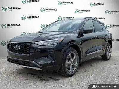 The 2024 Ford Escape ST-Line in sleek black boasts AWD capabilities, making it a versatile and relia...