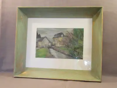 Lovely Landscape Painting, Oil Pastel on Paper Board, Framed, View more