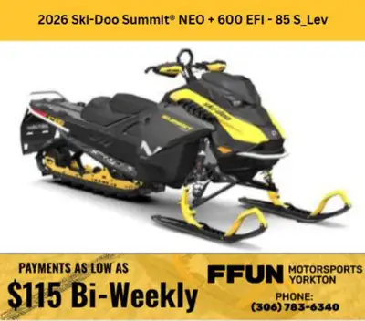 PRICE DOES NOT INCLUDE PDI/ FFUN ADVANTAGE/ TAXES 2026 Ski-Doo Summit NEO + 600 EFI - 85 S_LevSummit...