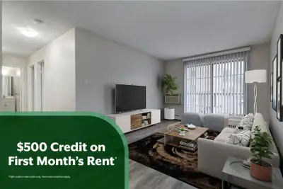 Amenities: Heat & Water Included • Keyless Entry • Balconies Suite & Building: Spacious bachelor, on...