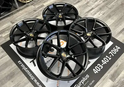 Replica P11 Satin Black Staggered Wheels Fits Porsche Macan Staggered Setup -Wheel Size: 20x9.0J Fro...