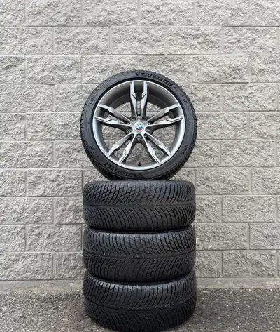 Winter / Snow Michelin Pilot Alpin 5 19 Tires And Replica Style 668M Gloss Gunmetal 19 Inch Rims TPM...