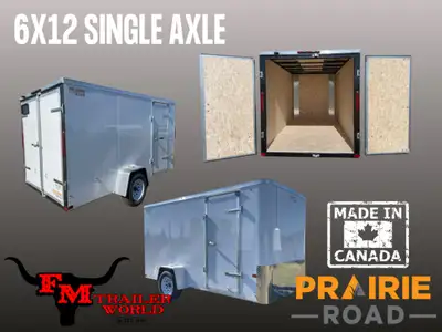 6'x12' Prairie Road Cargo Trailer Barn Door Single 3500# Axle Canadian Built by Rainbow Trailers - C...