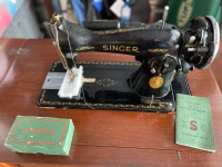Singer 15-90 Sewing Machine in Cabinet with Stool