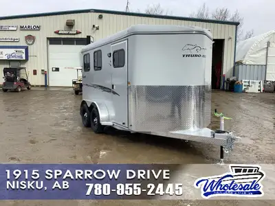 THURO BILT 2H RENEGADE HORSE TRAILER LOCATED IN NISKU, AB - TANDEM 3500lb AXLES - SEALED & ENCLOSED...
