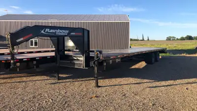 2024 Rainbow Gooseneck Trailer OG1225E+5DT 25' deck + 5' beavertail w/ levelling flipover ramps 2 -...