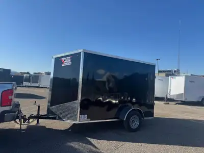 NEW 2026 6X10 + V-NOSE ENCLOSED TRAILER WITH RAMP One in stock, Stock#9384 -10' + v-nose -6'6" Inter...